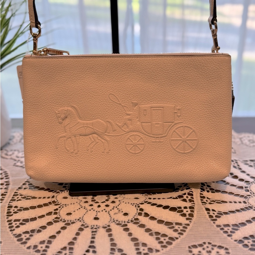 Coach White Pebbled Leather Crossbody Bag